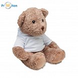 Teddy bear in a sweater with a logo print