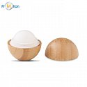Lip balm in a round bamboo case, logo print