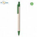 Paper ballpoint pen made of milk carton, green, logo print