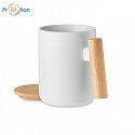 Porcelain white mug with bamboo lid 380 ml, logo print 4