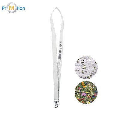 Neck cord with flower seeds, logo print
