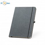 Notepad A5 black, recycled leather, logo print