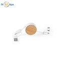 5in1 plug-in bamboo cable, logo print, white