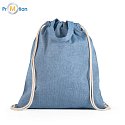 Bag / backpack with drawstring blue, logo print, cotton