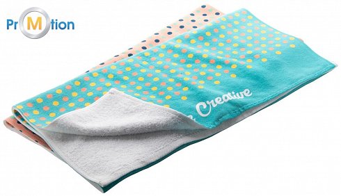 Towel with its own full-area logo printing