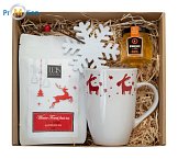 Tea gift set white Christmas, logo printing