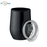 Travel cup with double wall 350 ml, black, logo print