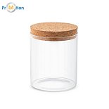 Glass container 380 ml, cork, logo print