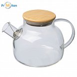 Teapot with bamboo lid, 1,000 ml, logo print