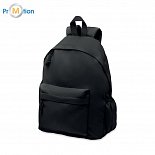 Polyester backpack 600D RPET recycled ecological, black, logo print