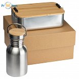 Lunch box and drinking bottle gift set, logo print 1