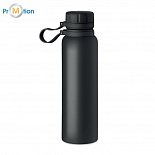 Double-walled stainless steel drinking bottle 780 ml, black, logo print