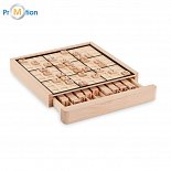 Wooden sudoku board game, logo print
