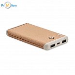 Wireless power bank made of cork with a capacity of 10,000 mAh, logo print