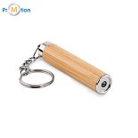 Mini bamboo flashlight with key ring, logo print