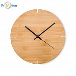 Bamboo wall clock of round shape, logo print