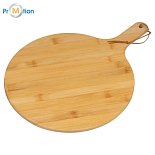 Round serving board beige 1, wooden, laser logo