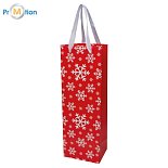 Papierová darčeková taška červená 1 na víno, Vianoce, potlač loga