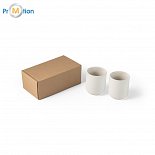 Set of ceramic cups, white, logo print