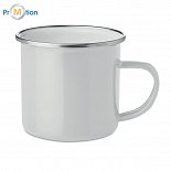 Enamel mug 350ml with logo print, white
