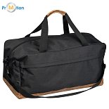 Sport bag from RPET with cork bottom, black 1 logo print