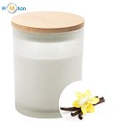 Candle, vanilla with laser logo bamboo cap, white