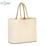 RAYA XXL large cotton shopping bag, beige, logo print