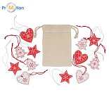 XMAS DECOR set of wooden Christmas decorations in a bag, beige, logo print