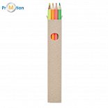 4 highlighter pencils in a box, logo print