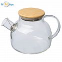Teapot with bamboo lid, 1,000 ml, logo print