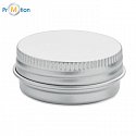 Vegan lip balm in a round tin, white, logo print 2