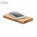 Bamboo power bank with a capacity of 4000 mAh, logo print 4