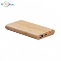 Bamboo power bank with a capacity of 4000 mAh, logo print