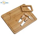 Bamboo cheese set beige 3, logo print