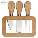 Bamboo cheese set beige 5, logo print