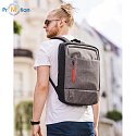 TARANTO laptop backpack, gray, logo print 5