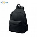 Polyester backpack 600D RPET recycled ecological, black, logo print