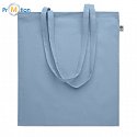 Shopping bag made of organic cotton, light blue, logo print