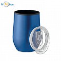 Travel cup with double wall 350 ml, blue, logo print