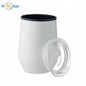 Travel cup with double wall 350 ml, white, logo print