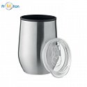 Travel cup with double wall 350 ml, silver, logo print