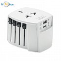 Skross MUV USB A/C travel adapter, white, logo print