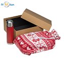 Gift set red 1 blanket and thermos, logo print