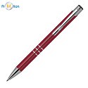 Metal ballpoint pen burgundy, with engraving, logo print