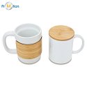 SORO ceramic mug with bamboo, white, logo print 6