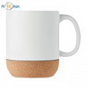 Matte ceramic cork mug 300 ml, white, logo print