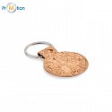 Round cork keychain with logo print