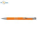 Orange metal ballpoint pen, with engraving, logo print