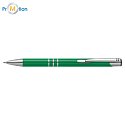 Metal ballpoint pen green, with engraving, logo print