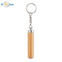 Mini bamboo flashlight with key chain with logo print 3